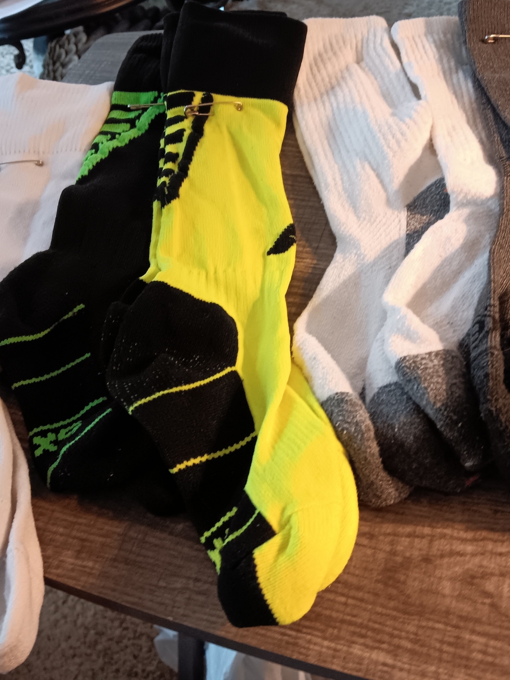 Men's Performance Crew Socks - Set Of Six Pair - White,  Neon Yellow & Black